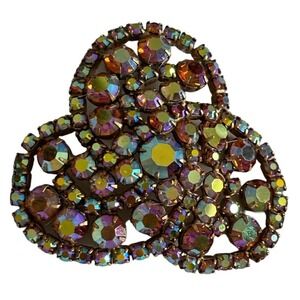 JULIANA D&E Pink Aurora Borialis Crystal Pin Brooch Shamrock Triangular Shape